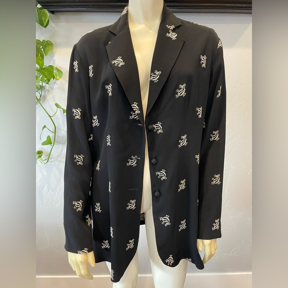 Pristine vintage Karen, Kane, black embroidered blazer/dinner jacket size S